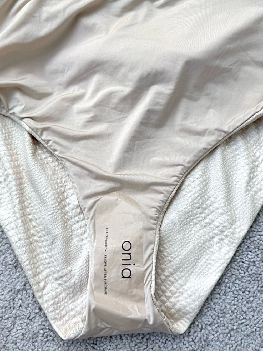 Onia One Piece Swimsuit Belted Croc Textured Sand Cream Size Large NWT - Picture 10 of 11